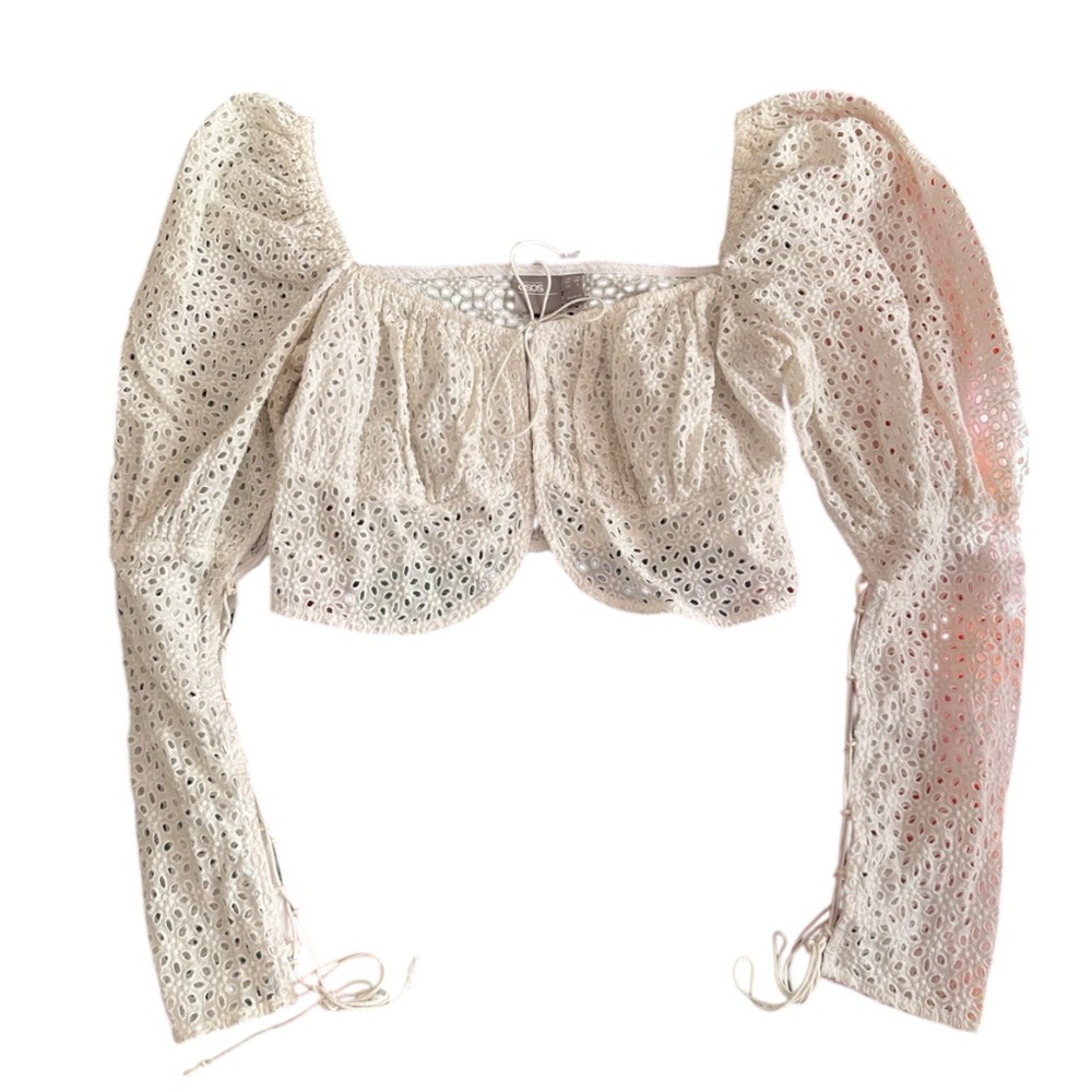 ASOS broderie puff sleeve crop top.